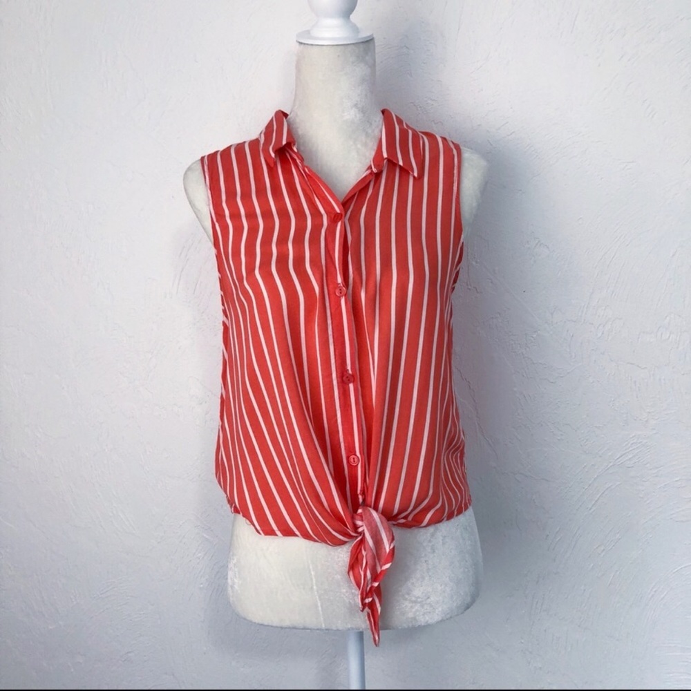 Lush striped front tie knot top